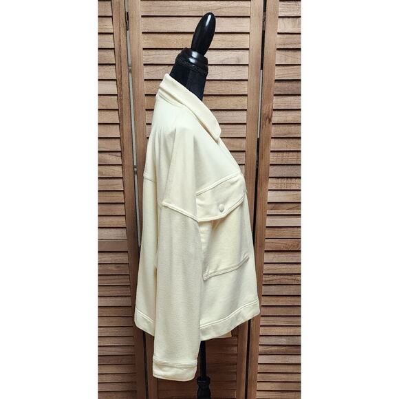 Aerie New Cream Thick Oversized Snap Button Collared Shacket Jacket Size 2X XXL - Picture 3 of 7